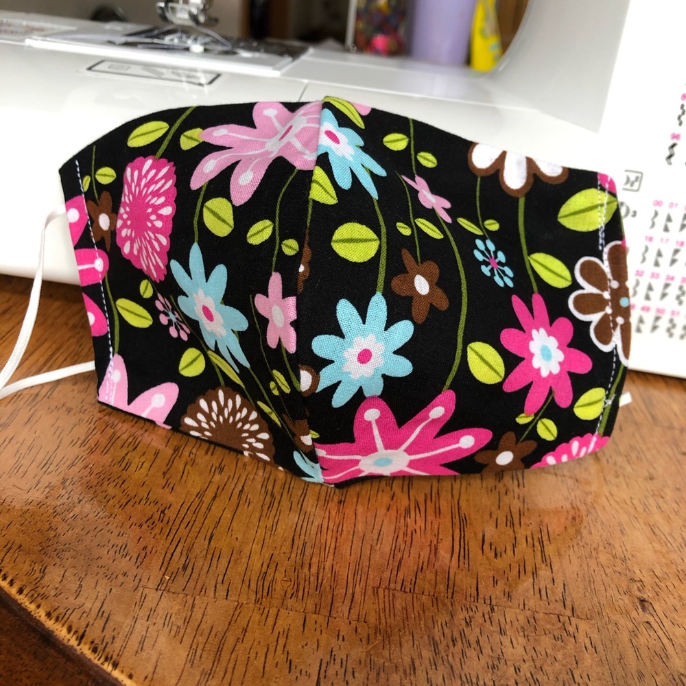 floral handmade triple layer face mask adult size